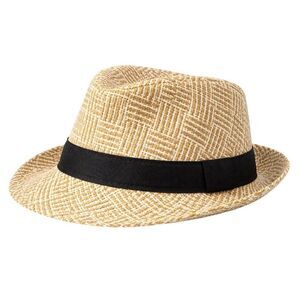 Beechfield Contrast Straw Fedora / Natural/Black